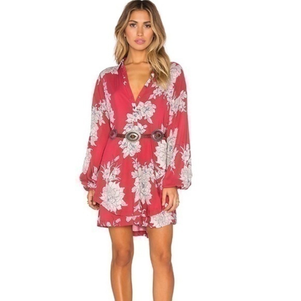Free People Women’s top Blouse Floral Pink sz S/P
